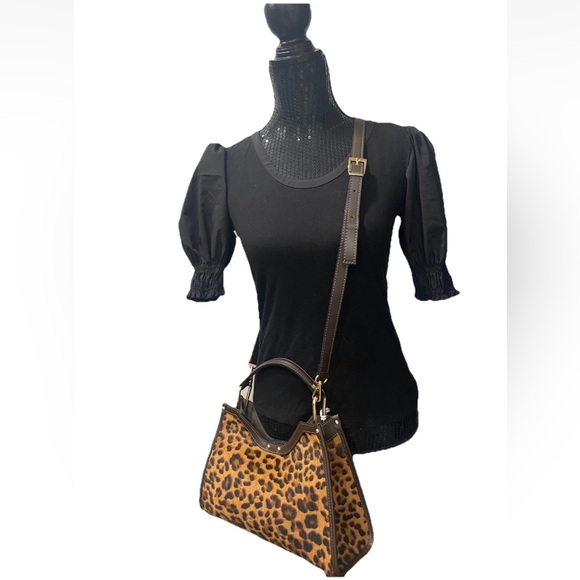 🆕 Cheval Firenze 🇮🇹 Leather Leopard Print Crossbody Handbag With Pouch - Picture 2 of 15
